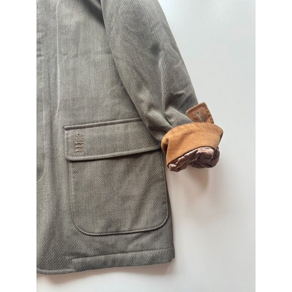 Men's KENT & CURWEN Loro Pia Green Wool Quilted Barn Coat Jacket, Size M - Picture 7 of 16